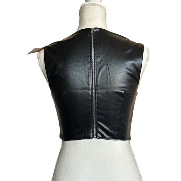 superdown Ezra Faux Leather Top in Black Small New Womens Vegan Tank - Picture 7 of 9